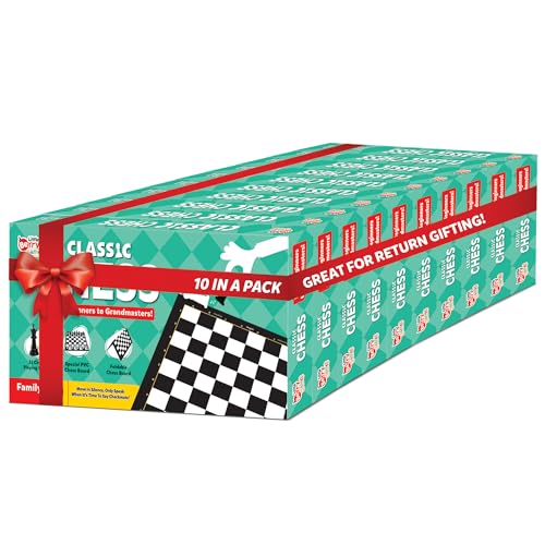 Image of Junior Chess Board Game Set (Pack of 10) | 11 inchx11 inch Foldable Game Board | Birthday Return Gifts for Kids Ages 8 9 10 11 12 | Strategy Game | Gift Set