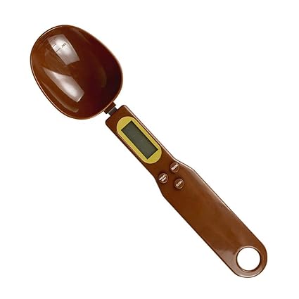 sLIFE Electronic Kitchen Digital Spoon Weighing Scale 500g/0.1g with Detachable Scoop,Color:Brown