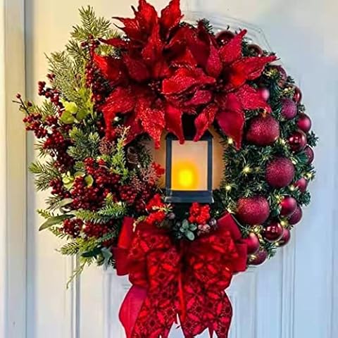 16 Inch Christmas Wreath with Lanterns Cover