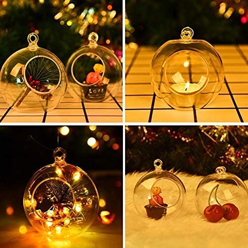 Pomeat 15 Pcs Hanging Glass Globes, Hanging Glass Tealight Holder With 130 Ft Fishing Line, Globe Plant Terrariums For Wedding Decor Christmas Party Centerpiece Accessory Diy Gifts -3.54 Inch #TOP2