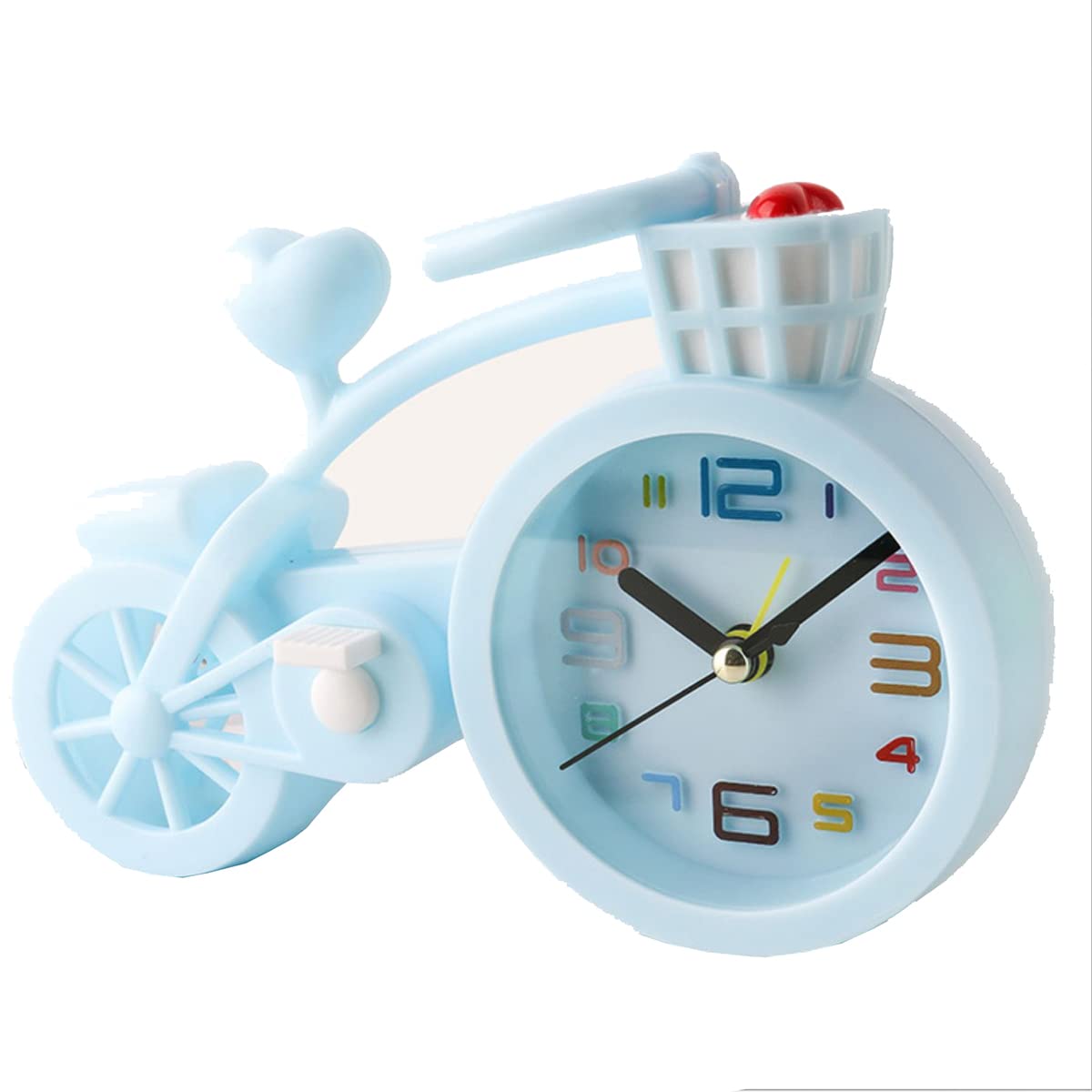 Children's Alarm Clock Mini, Bicycle Plastic Alarm Clock, Alarm Clock, Ideal Gift Choice for Your Family Members, Friends,Blue