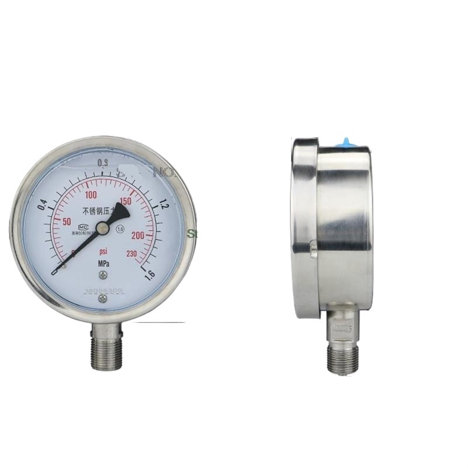 Druckmessgerät Edelstahl Seismisches YN100BF Öl-Wasser-Hydraulik-Vakuummeter/Hohe Temperatur- und Korrosionsbeständigkeit (Vakuum-0,10–0,15 MPa)