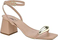 Sandália Feminina com Enfeite ABS Gota Salto Bloco Traseiro com Fivela 18-410