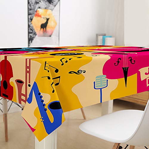 Nappe de table imprimée note de musique 3D rectangulaire lavable