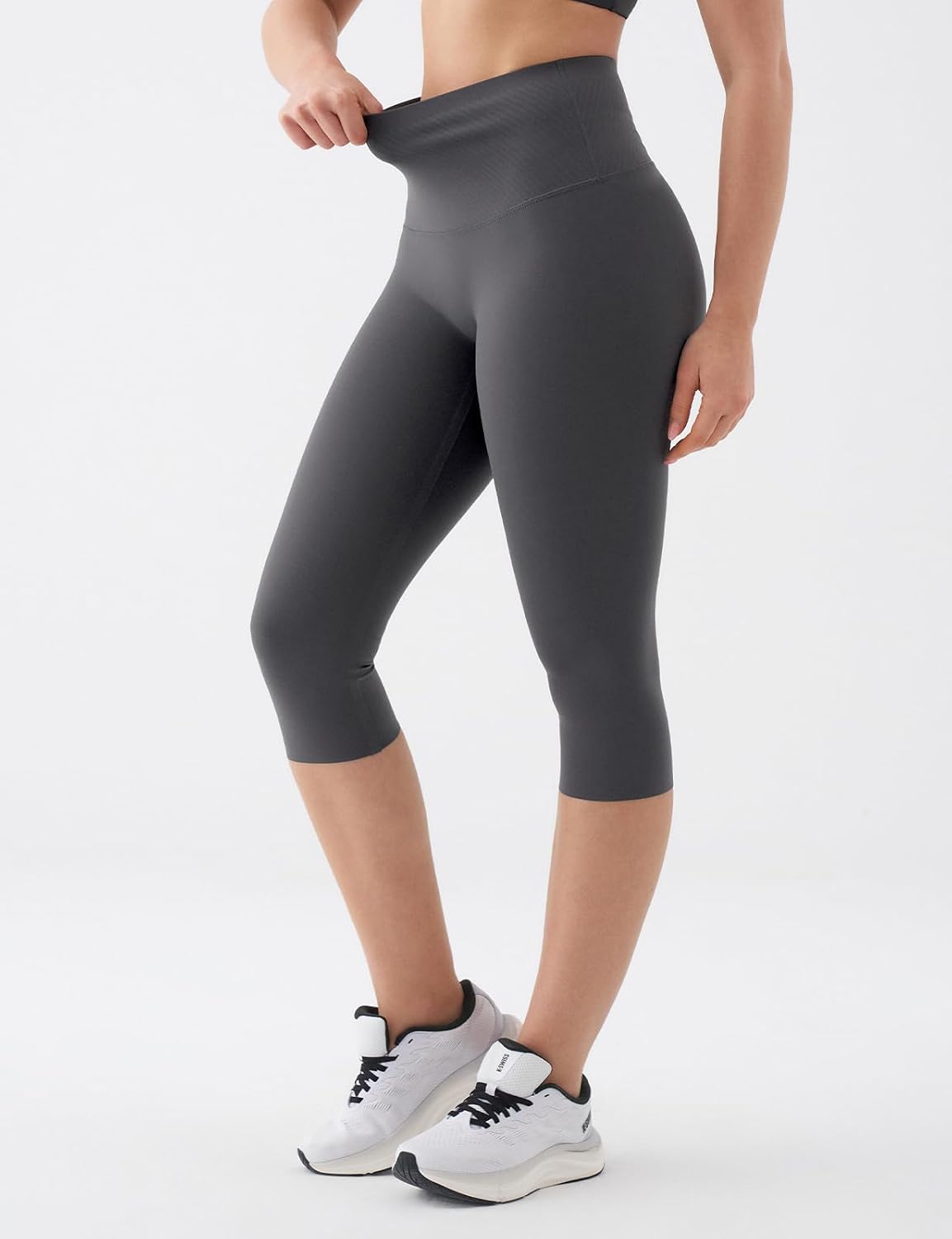 K-Swiss Capri Leggings for Women - No Front Seam 16" Soft Stretchy High Waist