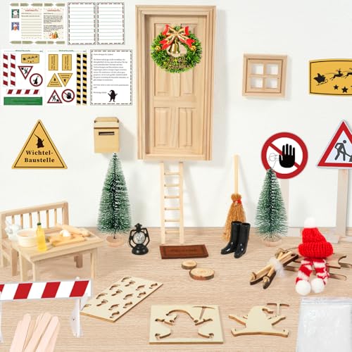 YUNSTK Wichteltür Zubehör Weihnachten, Weihnachtswichtel Tür Set,...