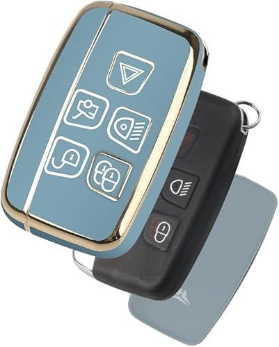 Miniatura 7 de Funda para llavero Land Rover con llavero, 5 botones para Range Rover Evoque Velar Discovery Jaguar XF, Azul