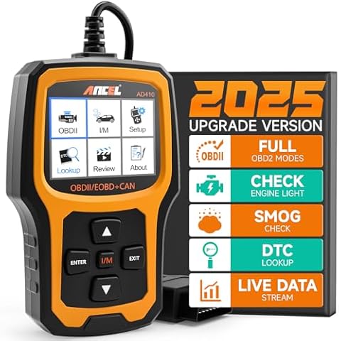 ANCEL AD410 Enhanced OBD2 Scanner, Vehicle Code Reader for Check Engine Light, Automotive OBD II Scanner Fault Diagnosis, Mechanic Scan Tool for All OBDII Cars 1996+, Black/Yellow Cover