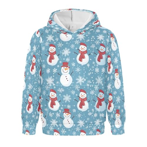 Kids Hoodies Sweaters Christmas Xmas Snowman Hooded Sweatshirts with Big Pockets for Boys Girls B0400078
