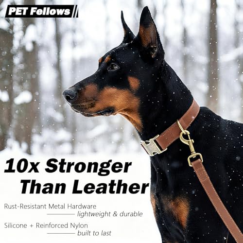 Image of B&F Dog Collar for Medium Dogs Silicone Leather Dog Collars Soft Flexible Waterproof Odor-Proof Durable Thick Classic Adjustable Pet Puppy Collar (Green, Medium (12.5-20 inch Neck))