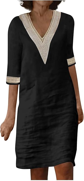 OIOLOYJM Plus Size Summer Dresses for Women 2025 Plus Size Dresses for Curvy Women 3/4 Sleeve Casual Boho Kaftan Dresses