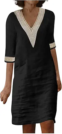 OIOLOYJM Plus Size Summer Dresses for Women 2025 Plus Size Dresses for Curvy Women 3/4 Sleeve Casual Boho Kaftan Dresses