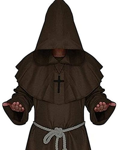 Miniatura 2 de Disfraz de monje renacentista medieval con capucha tipo Fraile, disfraz de cosplay.