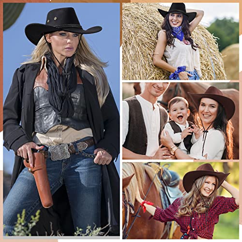 Image of Coume 15 Set Western Cowboy Hat Costume Accessories Paisley Bandanna Cowgirl Hats Bulk for Adult Women Men Dress Party