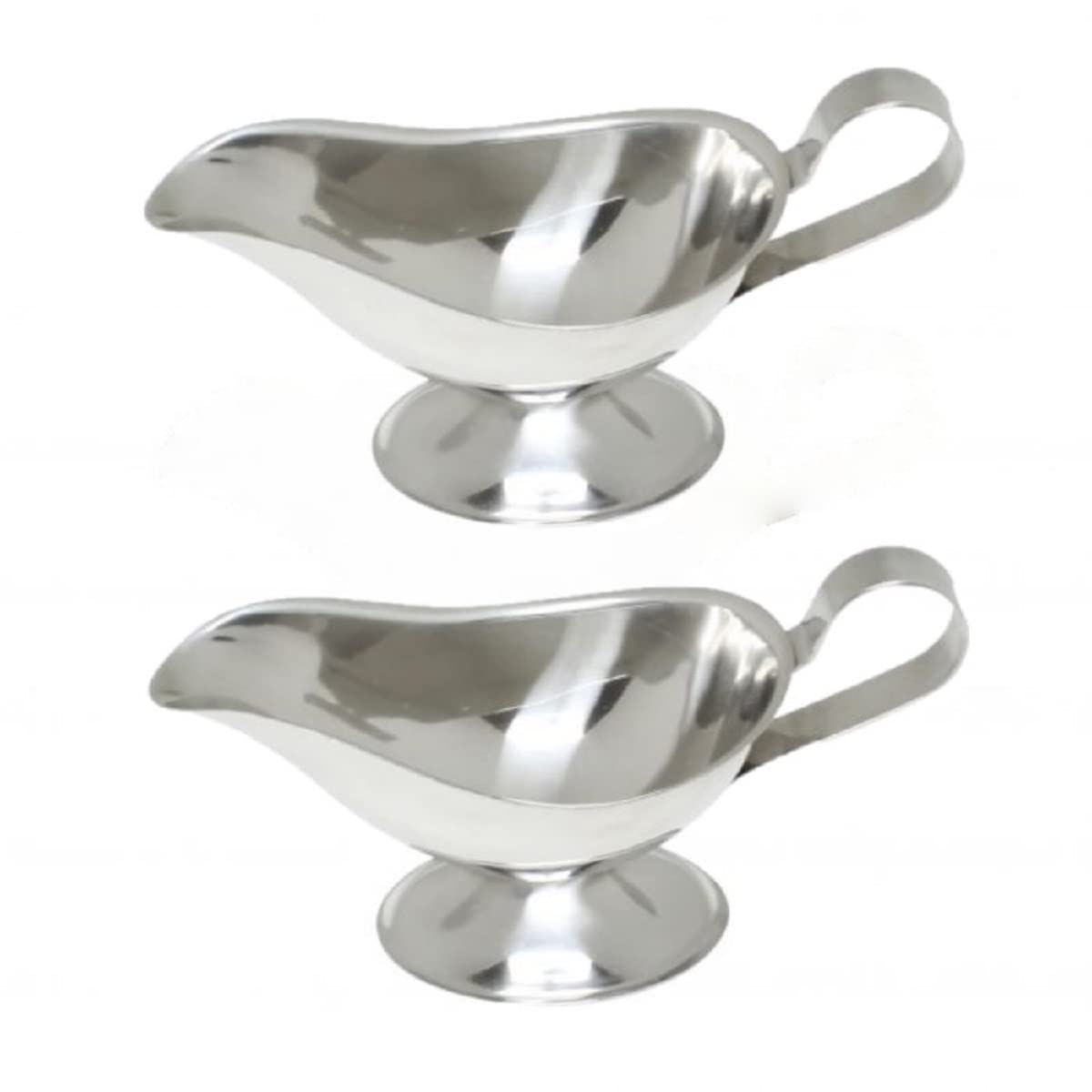 TrueCraftware- Set of 2 Stainless Steel 8 oz Gravy Boat with Contoured Handle- Serving Dispenser for Gravy Cream Sauce Salad Dressing Sauce Jug Ideal Sauce Serving Dish for Dinner Thanksgiving
