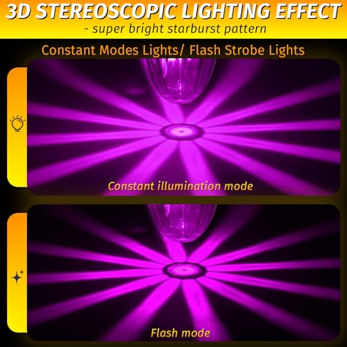 Image of 6PCS Watermelon Lights Purple Strobe & Constant Multi-Function LED Side Marker Turn Signal Tail Roof Lights with Stainless Steel Bezel for Trailer Semi-trailer Heavy-duty Truck