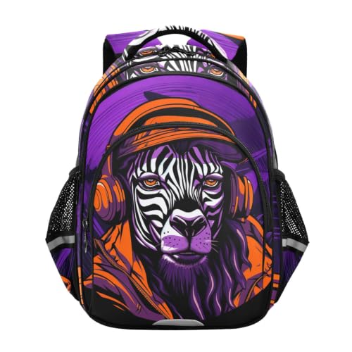 Cartable scolaire tigre orange avec bretelles confortables 3-12 ans