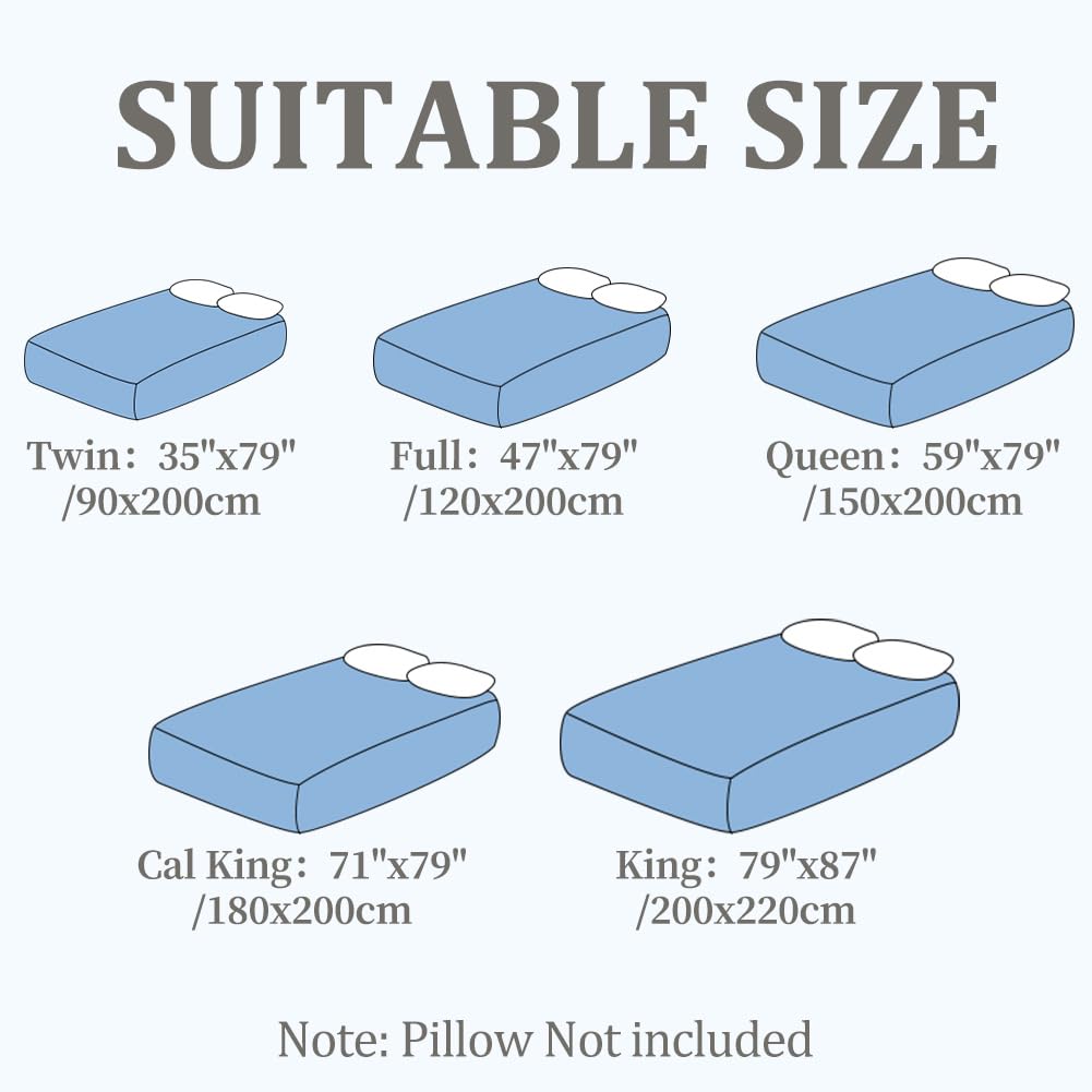 DUJUIKE Coprimaterasso Impermeabile, Lenzuolo Con Angoli Impermeabile, Tasca Profonda, Adatto Per Materassi Da 20-40 Cm, Adatto Per Gatti, Cani, Bambini, Ipoallergenico(Blu Celest,180x200cm)