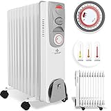 Zwei Schalter mit drei Heizstufen (1.000 Watt/1.400 Watt/2.500 Watt) und ein stufenloser Thermostatregler ermöglichen zusammen mit der integrierten Betriebsanzeige eine schnelle und einfache Einstellung der gewünschten Heizleistung. Ganz praktisch ist die einstellbare Abschaltautomatik. Sie können den Timer zwischen 1- 24 Stunden einstellen. Nach Ablauf dieser Zeit schaltet sich der Radiator automatisch ab.