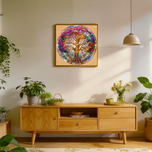 Rompecabezas circular de 1000 piezas para adultos: Árbol de la Vida | Arte mandala en gradiente vibrante, rompecabezas cerebral circular de 26,5 pulgadas, alivio del estrés, decoración para el hogar y regalo único de cumpleaños miniatura 4