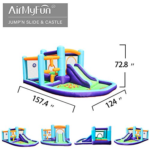 AirMyFun Inflatable Bounce House, Bouncer & Slide with Air Blower, Play House with Ball Pool, Inflatable Kids Slide,Jumping Castle with Carry Bag - Image 4