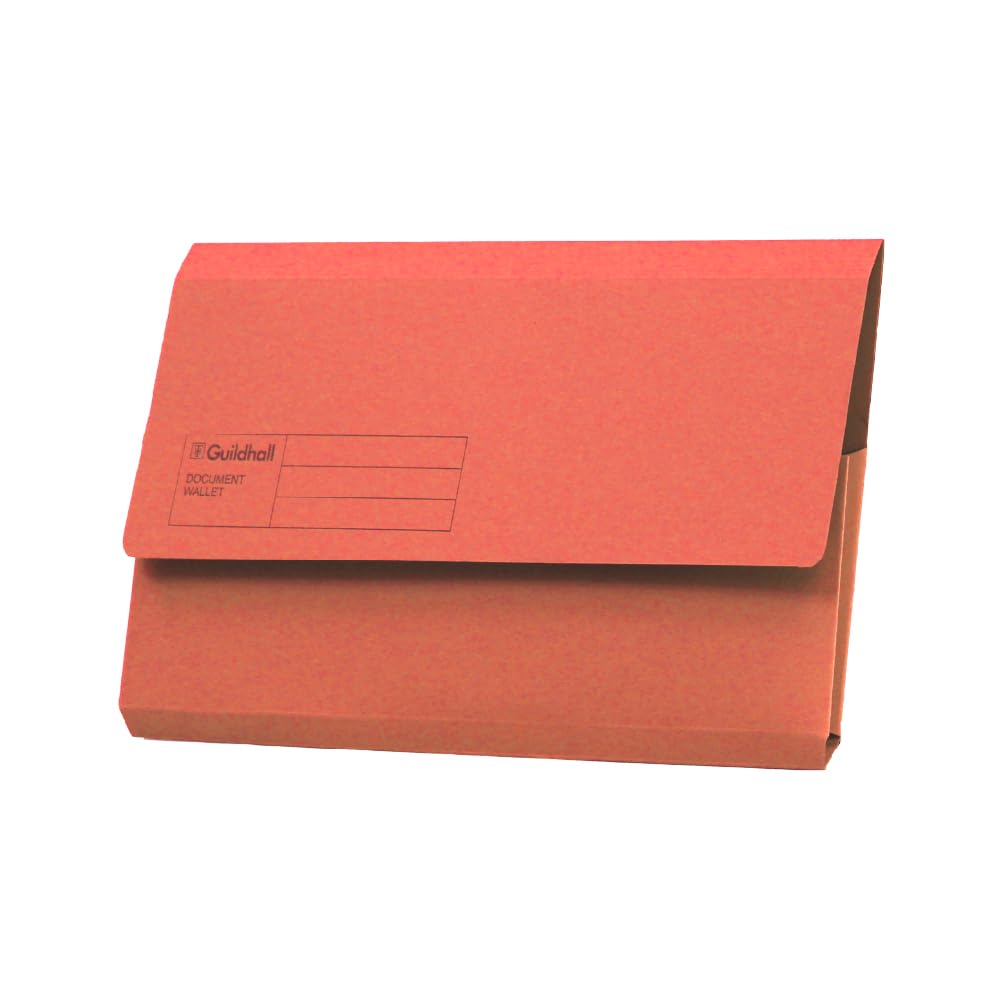 Exacompta Guildhall Document Wallets, 285 gsm, Foolscap - Red, Pack of 50