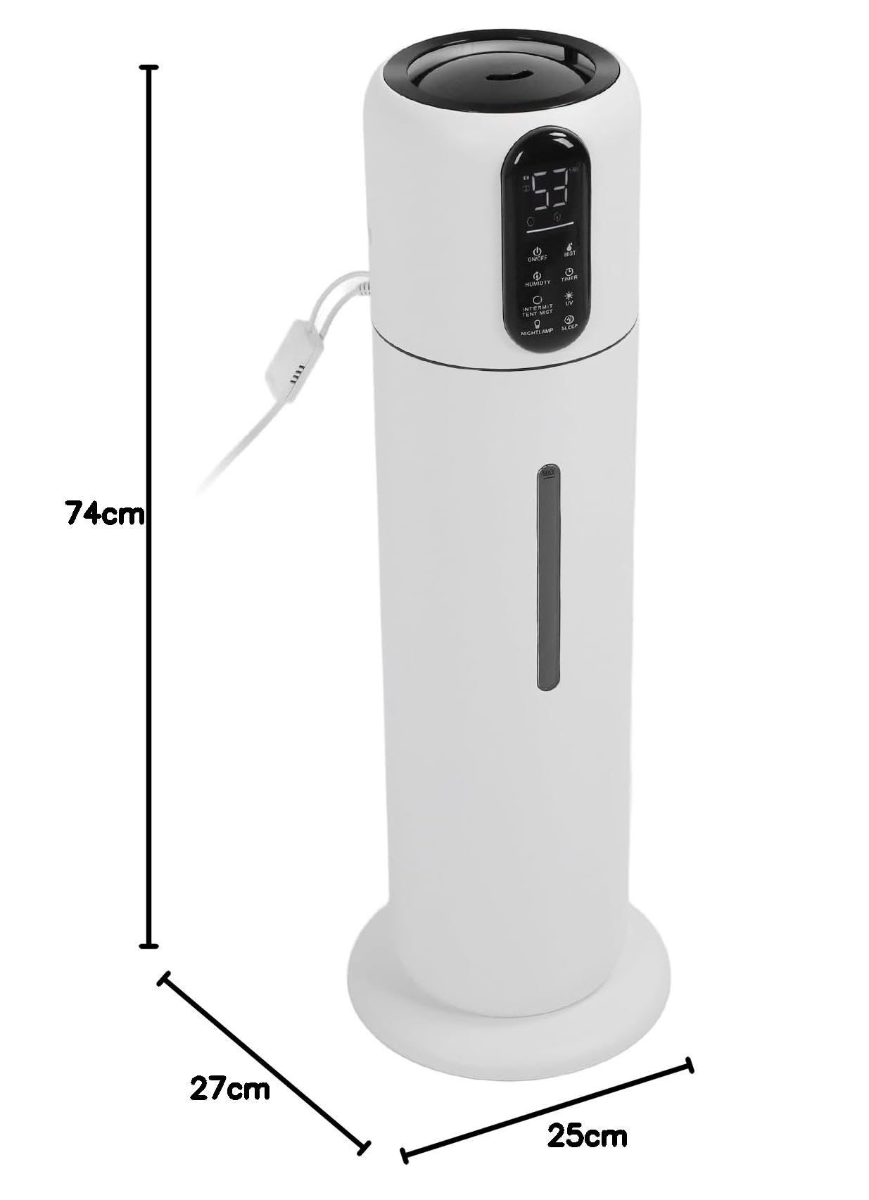 Umidificatore da Pavimento per la Casa, 25 W, Basso Rumore, 3 velocità, Umidificatore per Tutta la Casa, 9 Litri, Luce Notturna con Telecomando per Uso Domestico (Spina europea)
