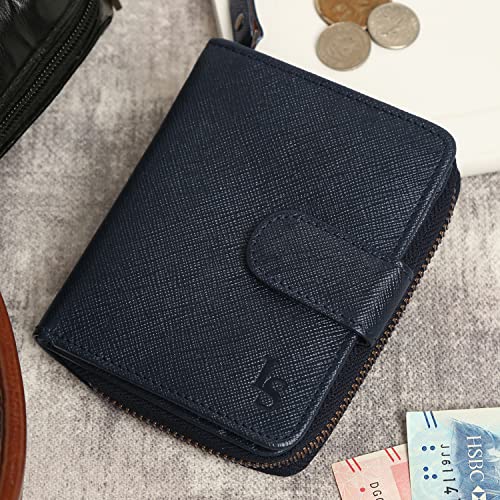 Image of LOUIS STITCH Safiano Leather Blue Wallet for Men | RFID Blocking Bifold Wallet with ID Card Holder, 2 Card Slots | Slim Purse for Men, Genuine Leather (WL-SF BU)