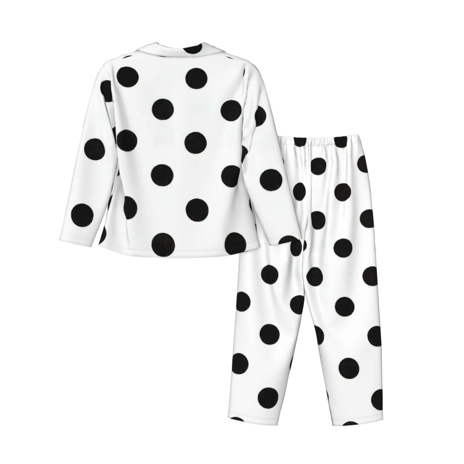 Pigiama da donna a maniche lunghe con stampa a pois morbido set da notte in due pezzi biancheria da notte giorno downtime