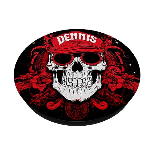Items Personalized Skull with Dennis Name PopSockets Swappable PopGrip, Black - Image 2