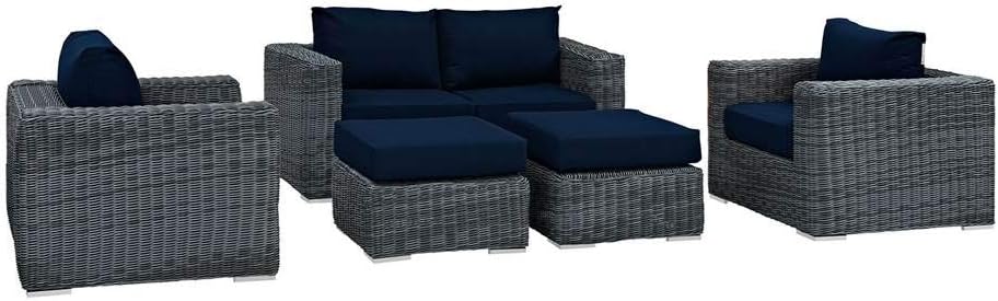 Modway Summon 3 Piece Outdoor Patio Sectional Set with Sunbrella Cushions in Canvas Red