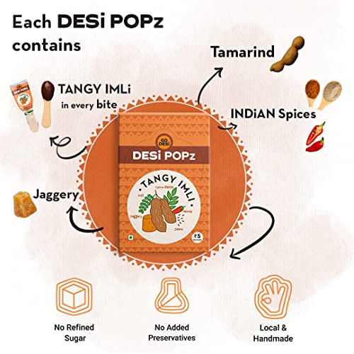 Image of GO DESi Imli Pop Tamarind & Jaggery Candy|Extra Spicy 50 Pieces|Tangy Imli|Imli Candy|Lollipop|Digestive Candy|Sour & Spicy Candies|400 Gram