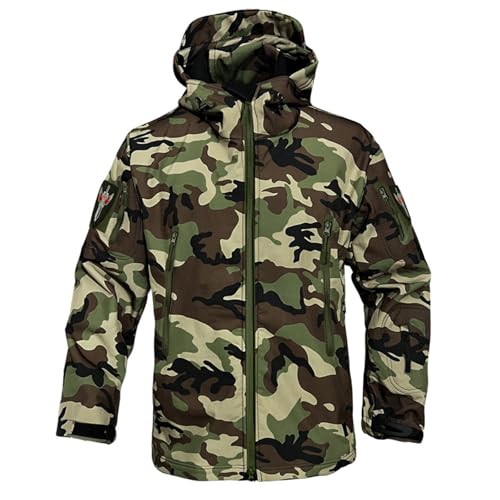 Generico Giacca Softshell Uomo Tattica Militari Abbigliamento Da Caccia Mimetica Tattico Da Caccia Uomo Autunnale a Vento Imbottita Sahariana Poncho Militare Lavoro Giacca XXL