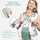 fisca Babytrage Neugeborenes bis Kleinkind, Ergonomische Babytrage mit Hüftsitz für 0-48 Monate Baby, 15-in-1 Möglichkeiten zum Tragen Baby Hüfttrage mit Rückenpolster Abnehmbar (Grün Drucken)