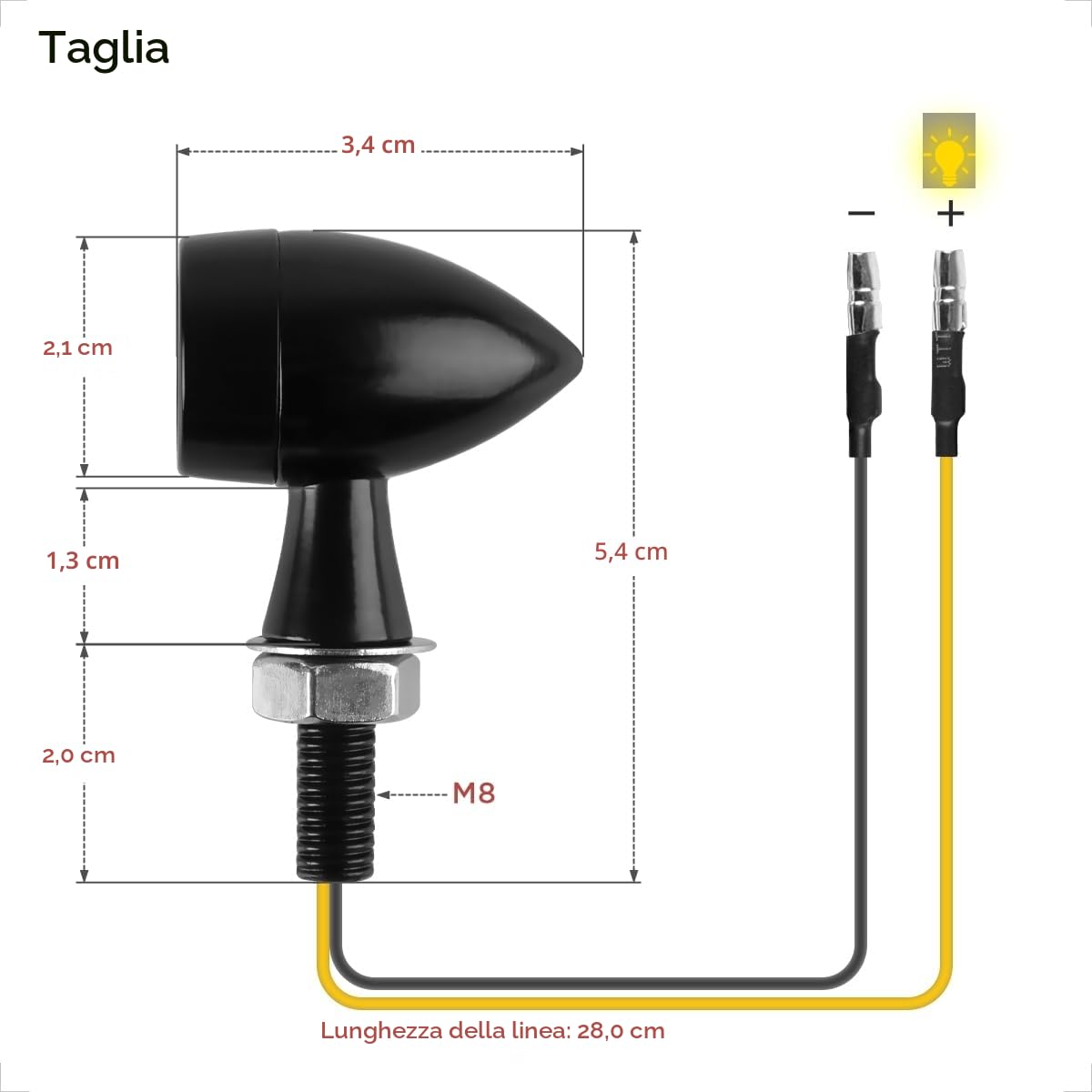 evermotor 12V 4 Pezzi E24 Mini Frecce Moto Omologate,Frecce LED Universale Indicatori Segnale Bullet Lega di Zinco Investimento Casting IP67 Impermeabile E-mark