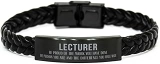 Lecturer Braided Leather Bracelet Gifts, Lecturer Appreciation Gifts for Women or Men, Thank you Lecturer Retirement Appreciation Gifts for Lecturer Be proud of the work you have done
