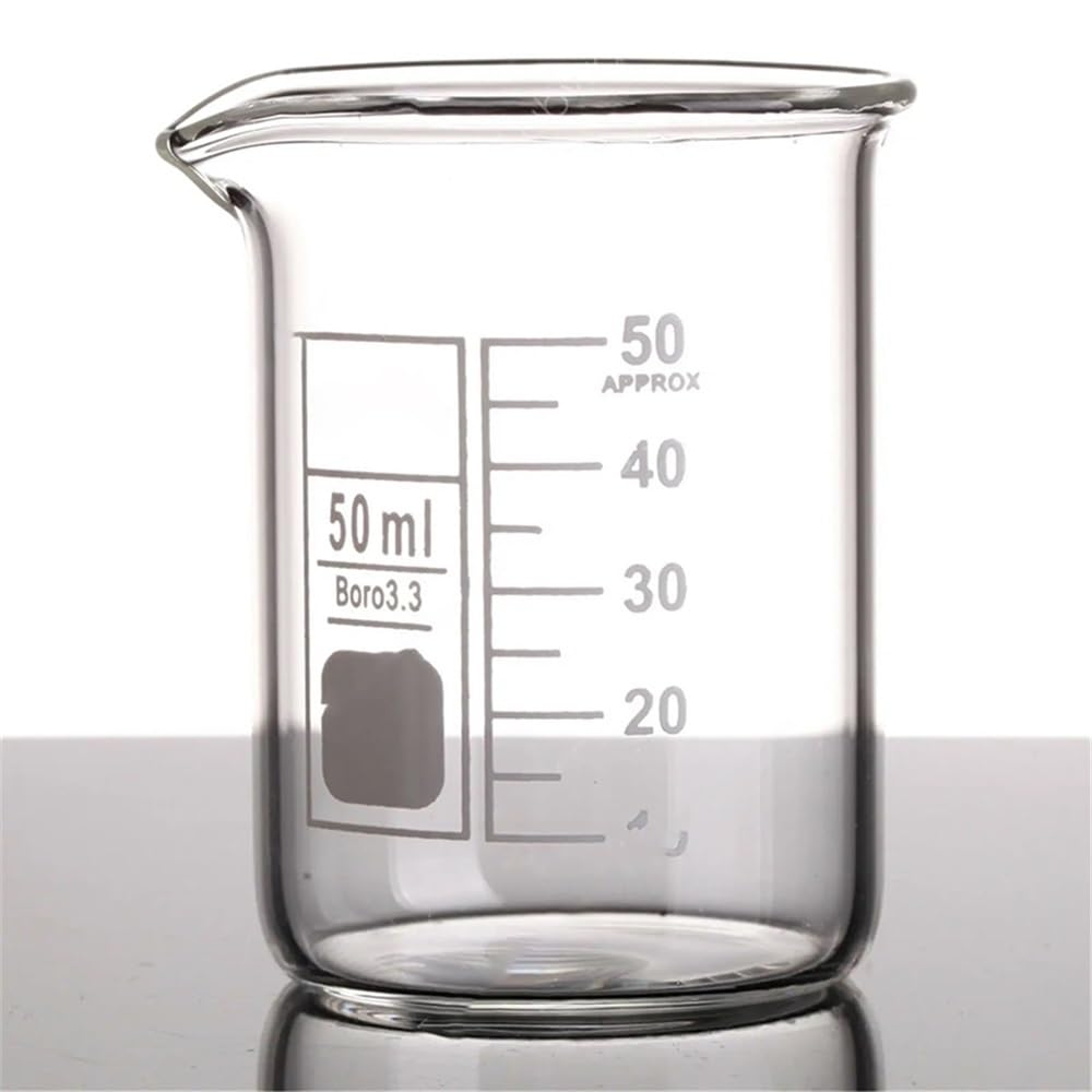Bicchiere da laboratorio in vetro borosilicato, Becher in vetro borosilicato forma bassa, dimensioni multiple, 1 pz(4Pcs 50ml)
