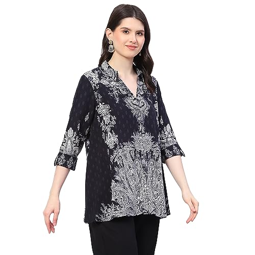 Image of BIBA Women Rayon Straight Printed Shirt