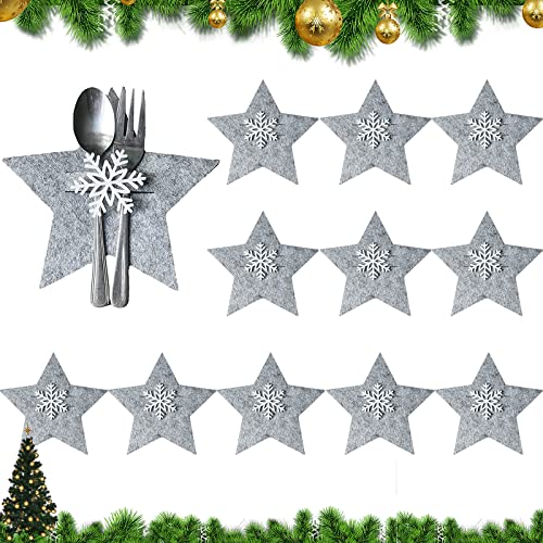 DONGSZQ Gabel Weihnachtsdeko,12 Stück Bestecktaschen Weihnachten,Weihnachtsbesteck Tasche,für Tischparty, Ornament, Abendessen, Bestecktaschen...
