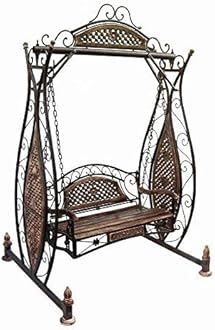 Standard Size Wooden & Wrought Iron Fold-able Garden Swing,Jhula, Cradle
