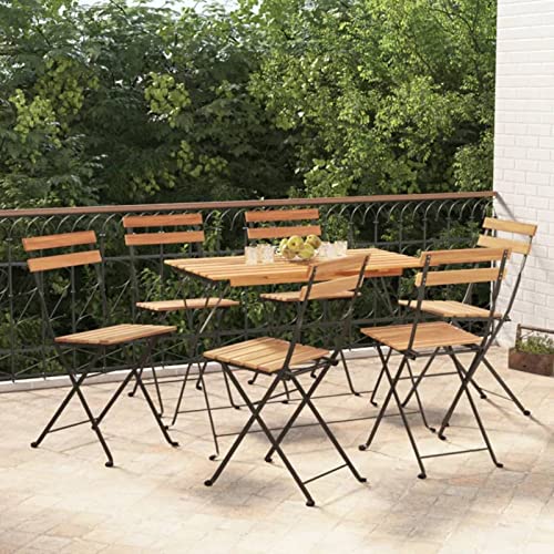 Set chaises de bistrot pliantes en teck BaraSh pour extérieur