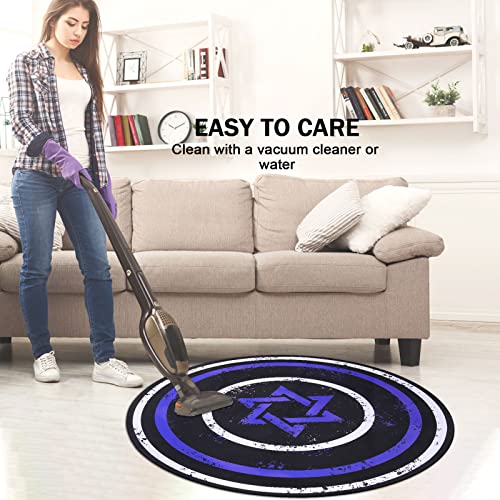 Hiiarug Chair Mat For Hardwood Floor Noise Cancelling Gaming Chair Mat Round Anti-Slip Office Chair Mat For Carpet Desk Chair Mat Computer Chair Mat For Home Office Gaming Room (Round 47", Blue) #TOP6