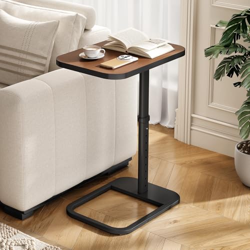Image of Kitstorack Upgraded TV Tray Table with Panel Lock, 90 Flip-Over Design & Adjustable Height, Sofa Arm Side Table for Eating, Laptop, Couch, Bed, or Small Spaces, Espresso