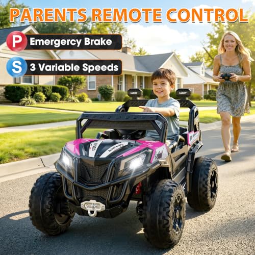 Image of ANPABO 24V Ride On Toys for Kids w /Remote Control, 4WD /2WD Switchable, Pink