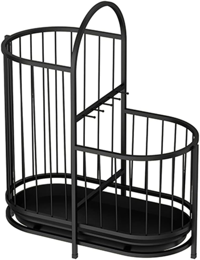 2-Slot Umbrella Stand Rack with Movable Drip Tray, Indoor Holder for Entryway, Hallway, Apartment, Dorm Room - Space Saving Design