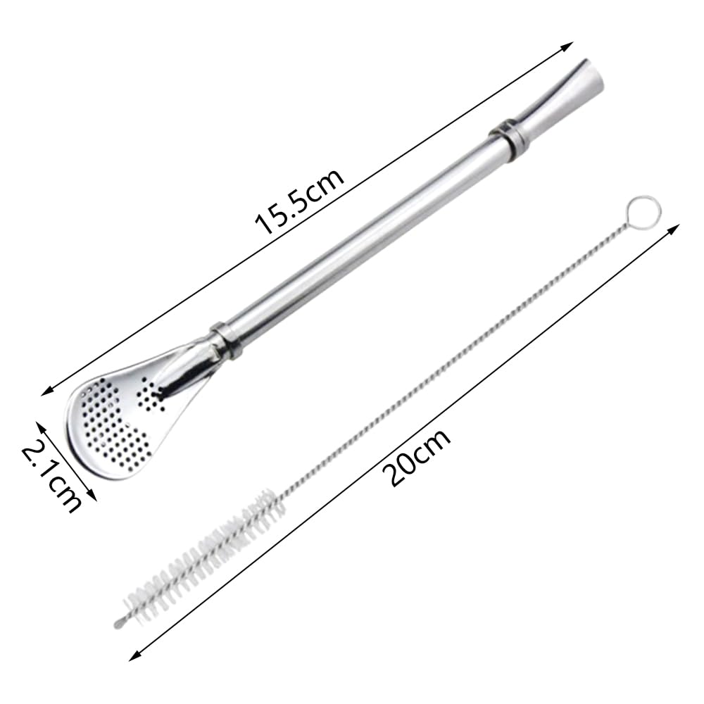 Bombilla Maté 5 Pièces - Pailles Inox Filtrantes Avec Cuillère & Brosses - Gotetiso