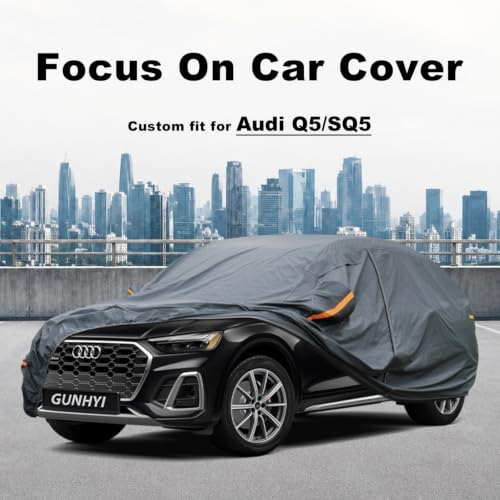 Image of GUNHYI Premium Car Cover Custom Fit Audi Q5 (2008-2026), 16 Layers Heavy Duty Car Cover Waterproof All Weather with Zipper Door for Sun Rain Snow Dust Uv Protection