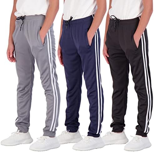 3 Pack Boys Girls Youth Active Teen Mesh Boy Sweatpants Joggers Running Basketball School Track Pants Athletic Workout Gym Apparel Training Jogger Fit Kid Clothing Casual Pockets - Set 5,XL(18-20)