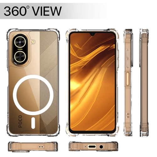 Image of Amazon Basics Back Cover for Poco C71 / Redmi A5 Mag-Safe Shockproof PC + TPU Protective Case Magnetic Support Bumper Case (Transparent Mag-Safe)