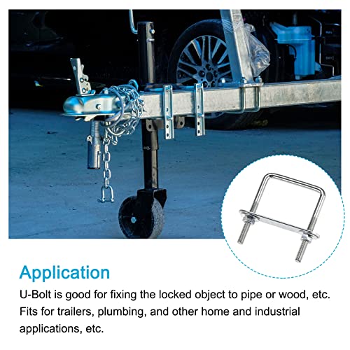 Image of METALLIXITY U Bolts 2 Sets (M6x50x80mm), Square U Bolt Carbon Steel with Accessories - for Construction, Pipe